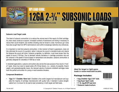 Front page of the subsonic loads brochure.