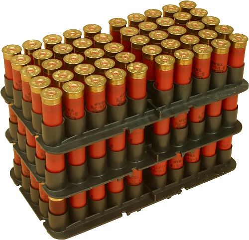 Close-up of shotshell tray.