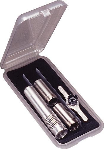 Close-up of large choke tube box.