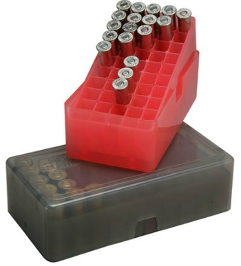 Close-up of two handgun ammo boxes.