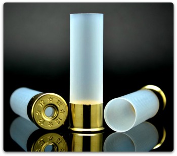 Three unprimed clear shotgun hulls for reloading