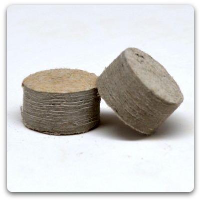 Close-up of fiber wads.
