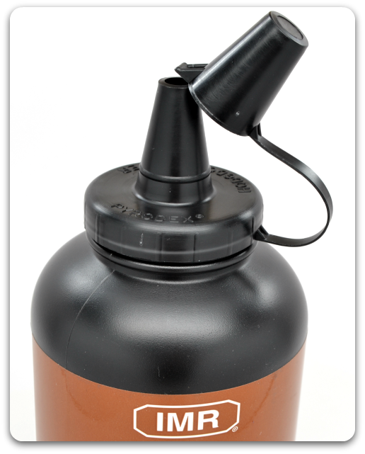 Close-up of funnel cap on a powder can.