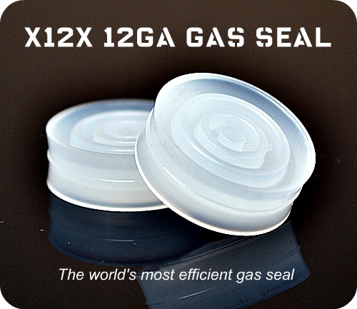 Close-up of two 12 gauge gas seals.